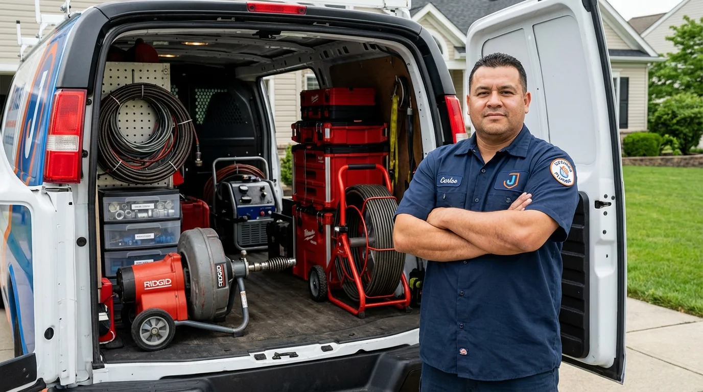 Professional drain cleaning equipment and Johns Plumbing LLC plumber in Pottstown