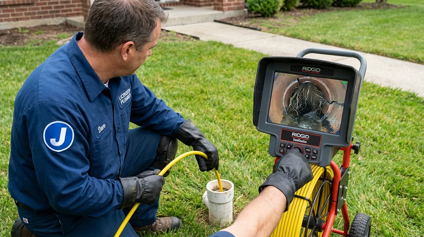 Sewer camera inspection being performed by Johns Plumbing LLC in Pottstown